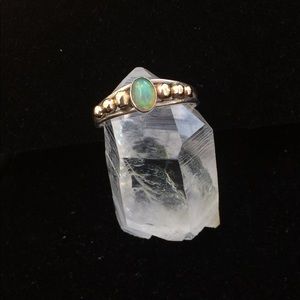 Opal Ring Sterling Silver with 14k gold accents silver Opal jewelry